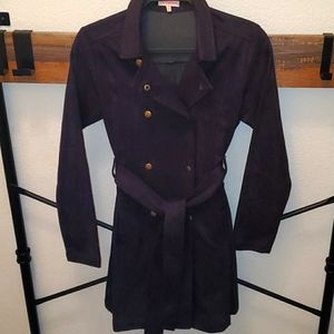 Faux suede trench coat